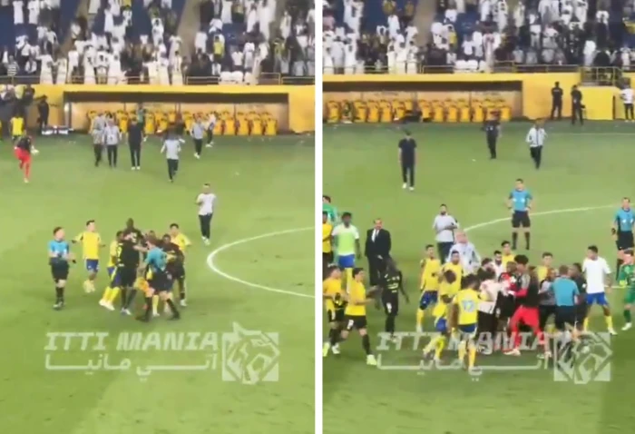 فيديو جديد للشجار العنيف بالأيدي بين لاعبي النصر والاتحاد